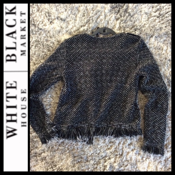 🔥SALE🔥 WHBM Tweed Raw Edge Sweater Jacket - Picture 7 of 11